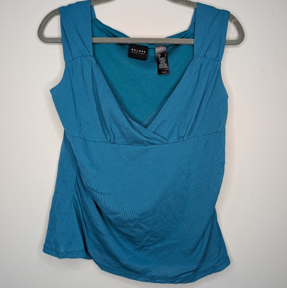 Axcess by‎ Liz Claiborne Teal Sleeveless Surplice Top – Women's Size Large